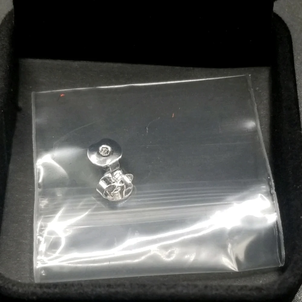 ORROUS & CO 18k White Gold Plated Cubic Zirconia Princess Ball Studs Reversible - Picture 8 of 8